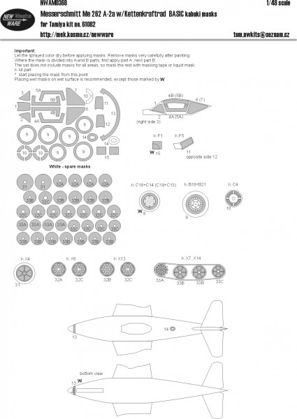 Messerschmitt Me 262 A-2a w/Kettenkraftrad BASIC kabuki masks