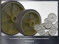 US light tank M3, M3A1, M5, welded road wheels set & Idler wheels w (blanked holes)