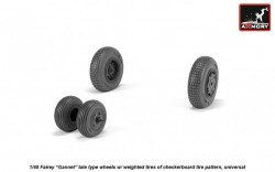 Fairey "Gannet" late type wheels w/ weighted tires of checkerboard tire pattern, universal