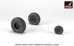 AH-64 Apache wheels w/ weighted tires, ribbed hubs