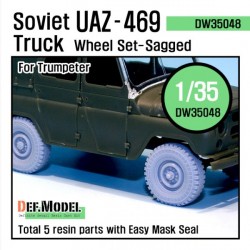 Soviet UAZ 469 Truck Sagged Wheel Set for Trumpeter 