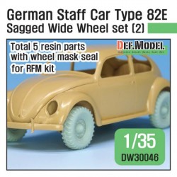 WWII German Staff Car Type 82e Sagged Wide Wheel Set 2 for Rye Field Model 