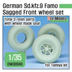 WWII German Sd.Kfz.9 Famo Sagged Front Wheel Set for Tamiya 
