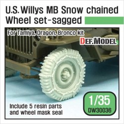 WWII US Willys Mb Snow Chained Wheel Set for Tamiya 