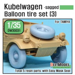 WWII Kubelwagen Balloon Tire Set 3 Sagged for Tamiya 