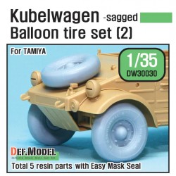 WWII Kubelwagen Balloon Tire Set 2 Sagged for Tamiya 