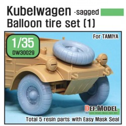 WWII Kubelwagen Balloon Tire Set 1 Sagged for Tamiya 