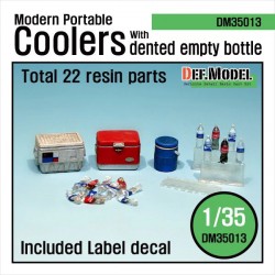 Modern Portable Coolers With Dented Empty Bottles 