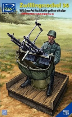 WWII German Zwillingssockel 36 Anti-Aircraft MG Mount w.Solider(include PE&Decal
