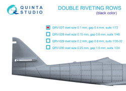 Double riveting rows (rivet size 0.10 mm, gap 0.4 mm, suits 1/72 scale), Black color, total length 6