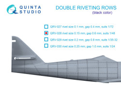 Double riveting rows (rivet size 0.15 mm, gap 0.6 mm, suits 1/48 scale), Black color, total length 6