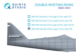 Double riveting rows (rivet size 0.25 mm, gap 1.0 mm, suits 1/24 scale), Black color, total length 5