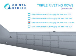 Triple riveting rows (rivet size 0.20 mm, gap 0.8 mm, suits 1/32 scale), Black color, total length 3