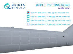 Triple riveting rows (rivet size 0.10 mm, gap 0.4 mm, suits 1/72 scale), White color, total length 6