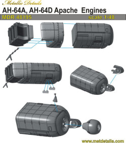 AH-64A/D Apache. Engines (Hasegawa)
