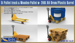 5t Pallet truck&Wooden Pallet w/200L Oil Drum Pl.