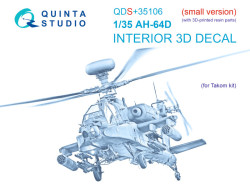AH-64D Interior 3D Decal  (Small version) (with 3D-printed resin parts)