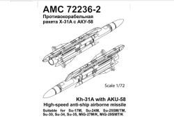 Kh-31A high-speed medium-range Air to Surface guided missile with AKU-58 launcher 
