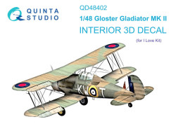 Gloster Gladiator MKII 3D-Printed & coloured Interior on decal paper (I Love Kit)