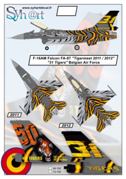 F-16AM Falcon FA-87 "Tigermeet 2011-2012" "31 Tigers" Force Aérienne Belge