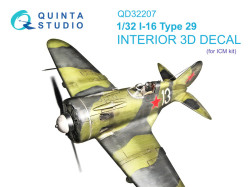 I-16 Type 29 3D-Printed & coloured Interior on decal paper (ICM)