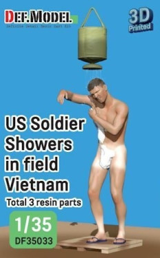 US SOLDIER SHOWERS IN FIELD VIETNAM