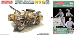 WWII GERMAN MILITARY MOTOCYCLE WITH SIDECAR R75 + FUGURINE