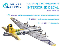 Boeing B-17G Pilots cockpit. 3D-Printed & coloured Interior on decal paper (HK models)