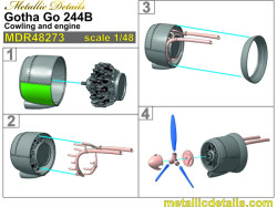 Gotha Go 244B. Cowlings and engines (ICM)