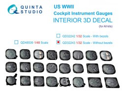 US WWII Cockpit instrument gauges without bezels 3D-Printed & coloured Interior on decal paper (All 