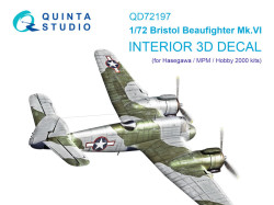 Bristol Beaufighter Mk.VI 3D-Printed & coloured Interior on decal paper (Hasegawa/MPM/Hobby2000)