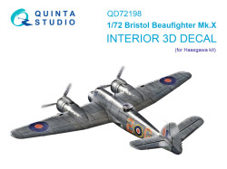 Bristol Beaufighter Mk.X 3D-Printed & coloured Interior on decal paper (Hasegawa)