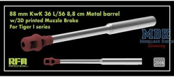 Upgrade set 88 mm KwK 36 L/56 metal barrel w/3D