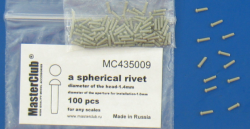 A spherical rivet, diameter of the head-1.4mm; diameter of the aperture for installation-1.0mm; 100 