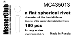 A flat spherical rivet, diameter of the head-0.6mm; diameter of the aperture for installation-0.4mm;