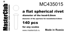 A flat spherical rivet, diameter of the head-0.8mm; diameter of the aperture for installation-0.6mm;