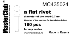 A flat rivet, diameter of the head-0.7mm; diameter of the aperture for installation-0.5mm; 160 pcs.
