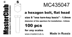 A hexagon flat bolt head, size S 