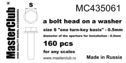 A bolt head onA washer, size S 