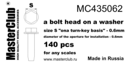 A bolt head onA washer, size S 