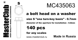A bolt head onA washer, size S 