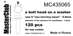 A bolt head onA washer, size S 