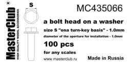 A bolt head onA washer, size S 