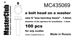 A bolt head onA washer, size S 