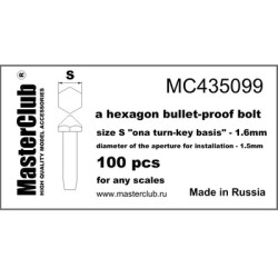A hexagon bullet-proof bolt head, size S on A turn-key basis - 1.6mm, diameter of the aperture for 