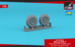 MiG-3 main wheels w/ weighted tyres, dirt surface road type tyre tread