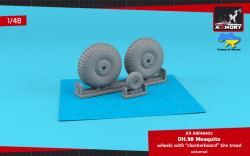  deHavilland DH.98 Mosquito wheels, "checkerboard" tire pattern, weighted
