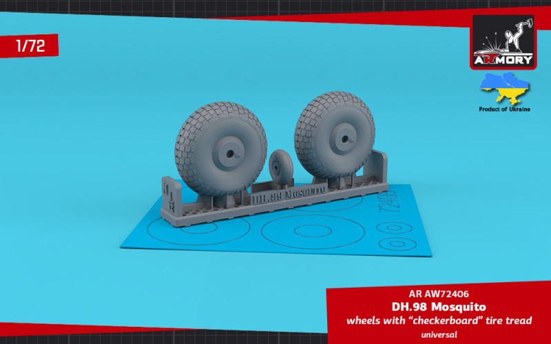 deHavilland DH.98 Mosquito wheels, "checkerboard" tire pattern, weighted