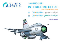 MiG-21R (green cockpit panels) 3D-Printed & coloured Interior on decal paper (Eduard) (with 3D-print