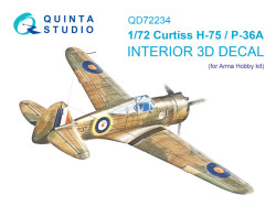 Curtiss H-75 Hawk/P-36A 3D-Printed & coloured Interior on decal paper (Arma Hobby)